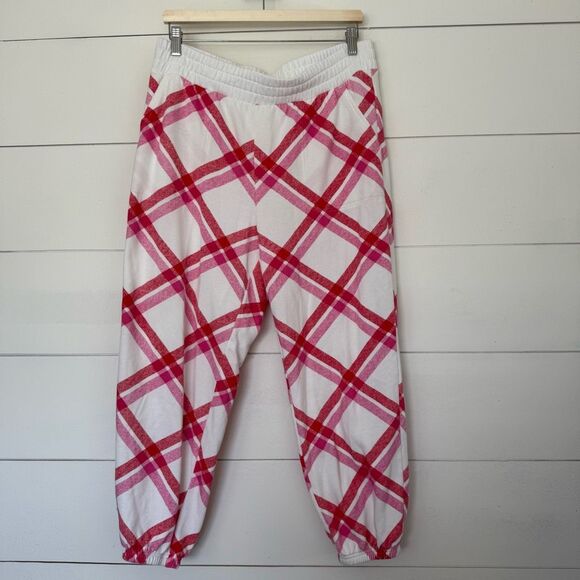 Colsie Women’s Large Pink Red Patterned Jogger Pants - Picture 1 of 5